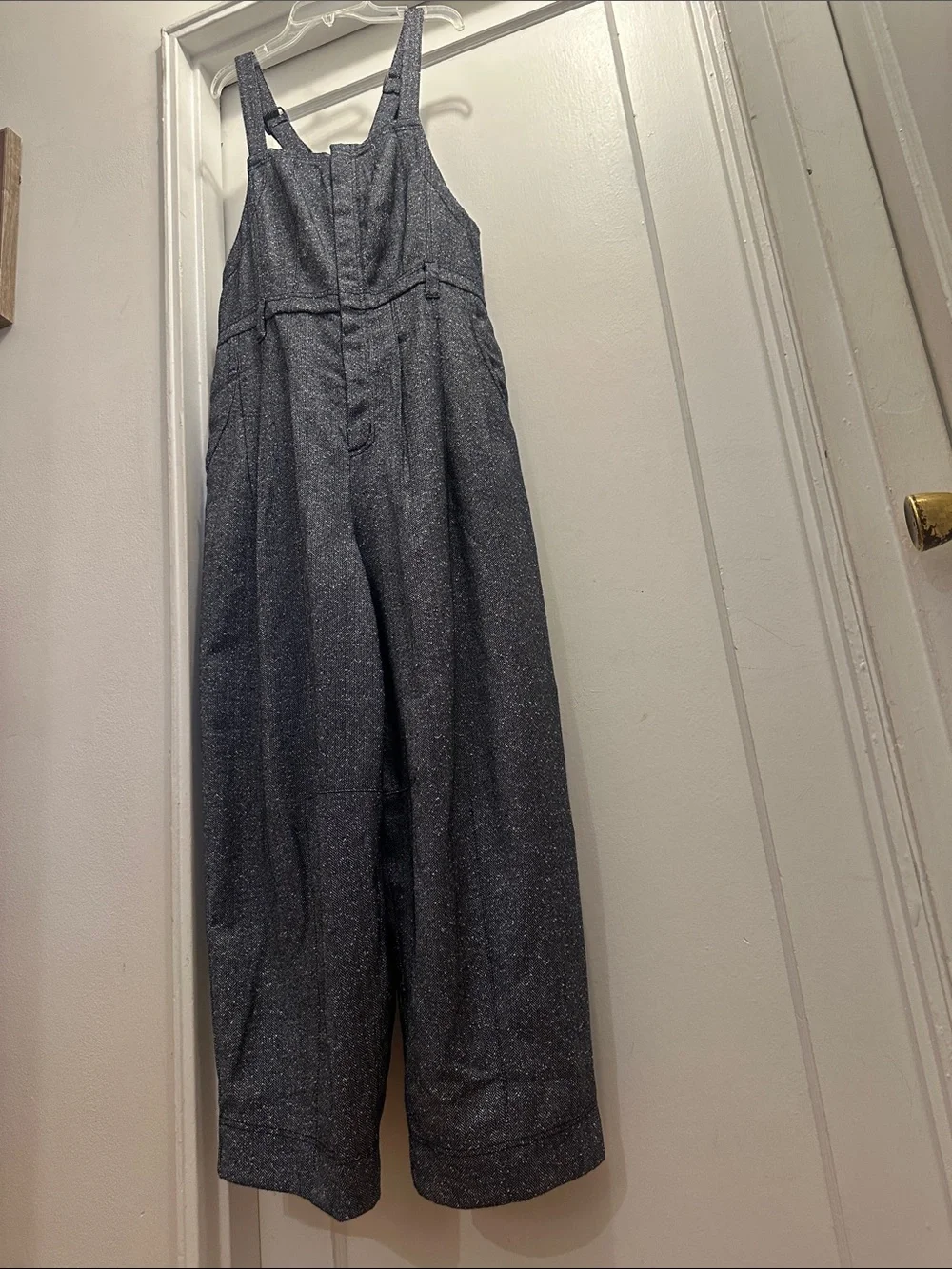 Free People Charcoal Speckled Wide-Leg Jumpsuit - Preloved